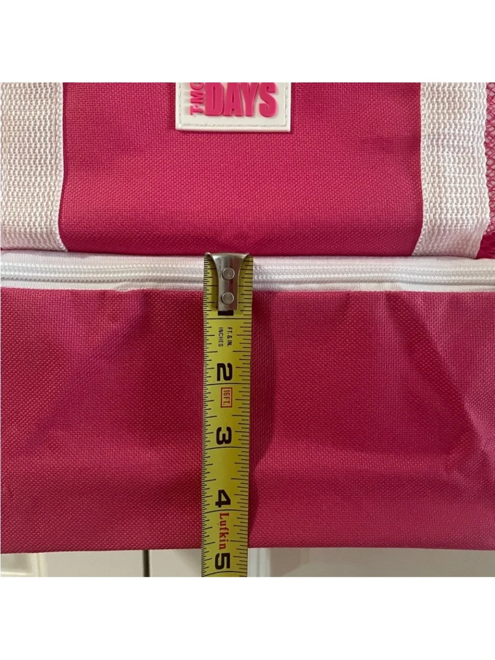 Pink Mesh Tote Bag with White Handles